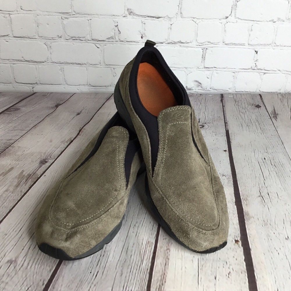 Easy Spirit Men’s Olive Green Suede Slip On Sneakers Size 10